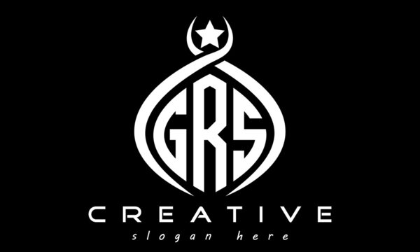 GRS three letters monogram curved oval initial logo design, geometric minimalist modern business shape creative logo, vector template