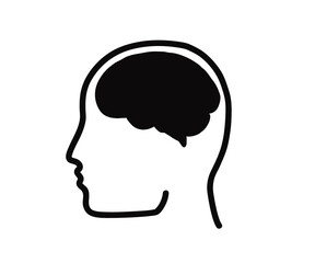 Human brain and head on a white background. Symbol. Vector illustration.