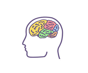 Areas of the brain and head. Symbol. Vector illustration.