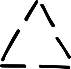 Unique hand-shaped triangles for logo design. Isolated vector illustration on white
 background.