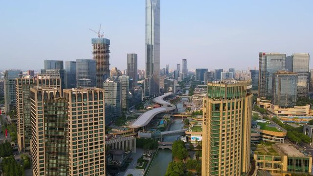Aerial photography of modern buildings in Suzhou East Lake Central Business District