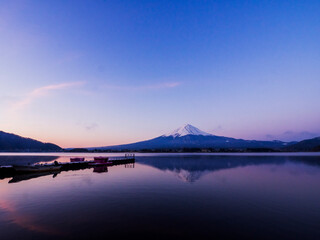 beautiful mount Fuji with Lake Kawaguchi in the morning
