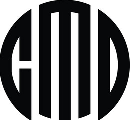 Title: CMD Letter logo design with a circular shape vector in illustration.