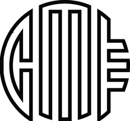 Title: CME Letter logo design with a circular shape vector in illustration.