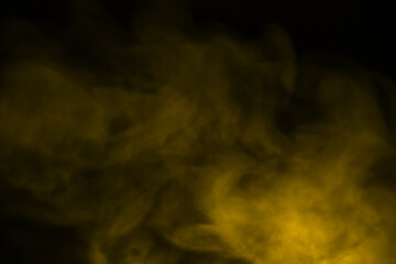 yellow-gold smoke steam isolated black background	