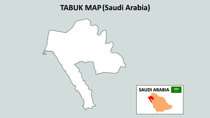 Tabuk Map.Tabuk Map Saudi Arabia with white background and line map.