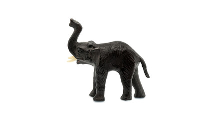 elephant figurine. made of genuine leather. close-up. is isolated on a white background. animal and wildlife.