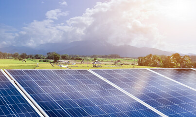 Photovoltaic panel, new technology for store and use the power from the nature with human life, sustainable energy and environmental friend concept.
