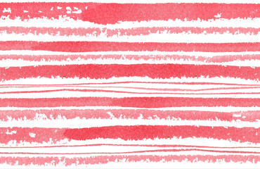 Seamless Pattern with Watercolor red Stripes. Hand drawn Background with different lines drawing by brush. Illustration for wrapping paper or textile design