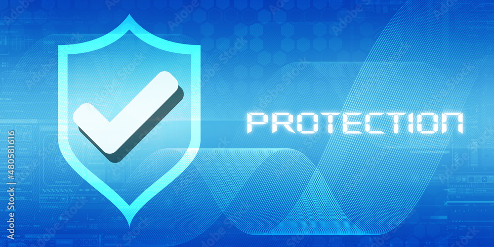 Poster 2d rendering tick mark over a shield surface