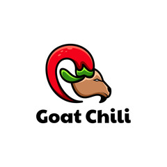 Chili and goat combinations,in background white ,vector logo design editable