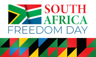 South Africa Freedom Day (Afrikaans: Vryheidsdag) is a public holiday in South Africa celebrated on 27 April. Background, poster, card, banner design. 