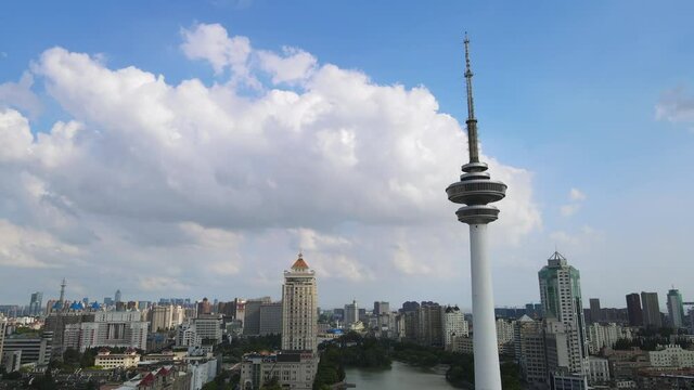 Aerial photography of the scenery along the Hao River in the old town of Nantong