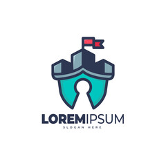 Castle security logo template. Vector illustration
