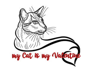 My cat is my valentine, invitation card, vector illustration