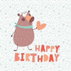 Obraz premium Cute bear. Greeting card.