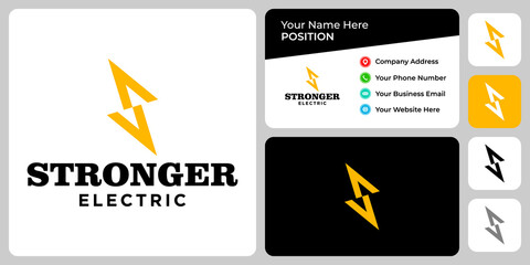 Letter S monogram electric logo design with business card template.