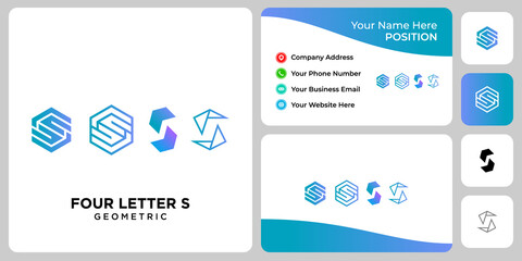 Letter S monogram technology logo with business card template.