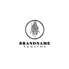 unique corn logo cartoon icon design template black isolated cute