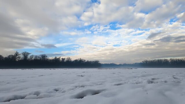 Landscape at Dawn on a Snow Field