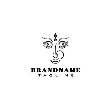 durga goddess of power, divine mother of the universe logo cartoon icon design black isolated vector illustration
