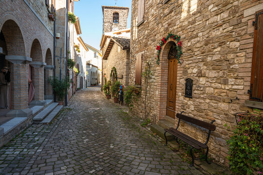 italy January 2022, medieval village of Frontino in the province of Pesaro and Urbino in the Marche region