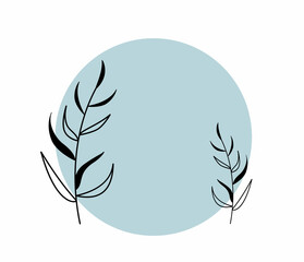 elegant twig and flower black outline. Element for design. Botanical floral element for creating invitations or greetings for spring holidays or wedding. Vector illustration