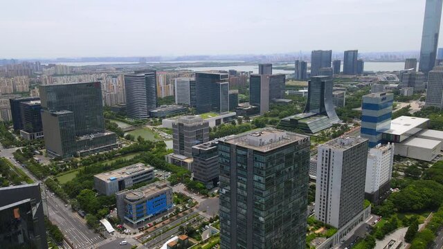 Aerial photography of Suzhou urban architectural landscape