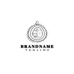 durian fruit logo cartoon icon design black isolated vector illustration