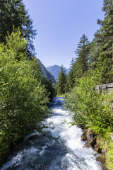 Fototapeta na wymiar The San Francesco trail and the Riva waterfalls in South Tyrol