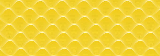 Abstract mesh wave-like design element on yellow background. Creative lines, vector illustration EPS 10.