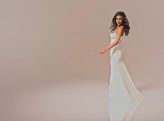 Beautiful wedding bride. 3D rendering.