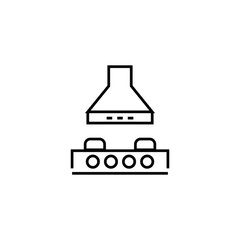 Cooking, food and kitchen concept. Collection of modern outline monochrome icons in flat style. Line icon of stove hood over oven