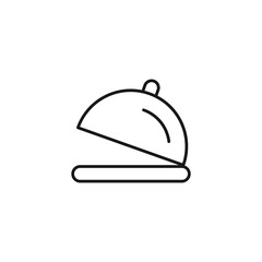 Cooking, food and kitchen concept. Collection of modern outline monochrome icons in flat style. Line icon of bowl with cloche