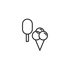 Cooking, food and kitchen concept. Collection of modern outline monochrome icons in flat style. Line icon of ice creams