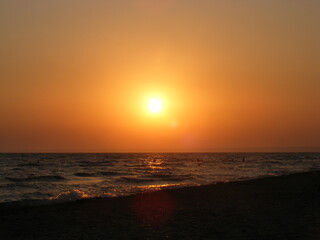 gentle orange sunset on the sea