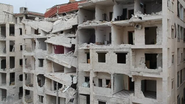 February 12, 2018 Idlib Syria - The settlement damaged by the war.