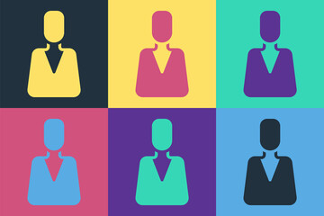 Pop art Employee icon isolated on color background. Head hunting. Business target or Employment. Human resource and recruitment for business. Vector