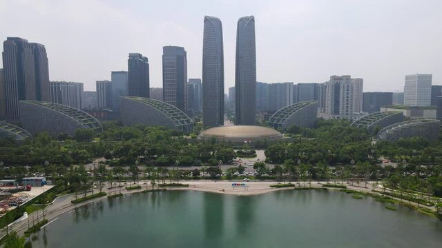 Aerial photography of Chengdu high-tech zone architectural landscape skyline