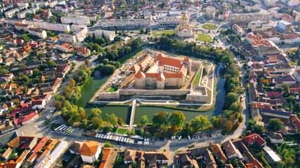 Aerial drone view of the Fagaras Citadel, Romania