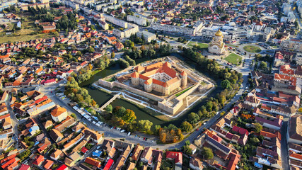 Aerial drone view of the Fagaras Citadel, Romania