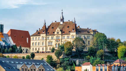 View of the City Hall of Sighisoara, Romania
