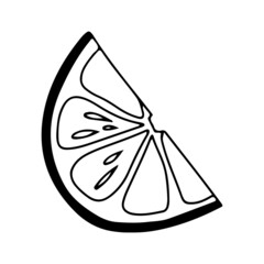 Doodle style lemon or orange slice. Vector illustration isolated on a white background.