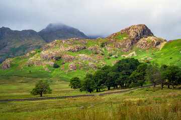 Side Pike and the slopes of Lingmoor Fell with their peak covered in low cloud