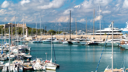 View of the sea port in Antibes, France