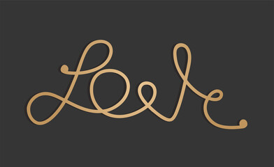 Love Word Monoline Calligraphy in Golden Style