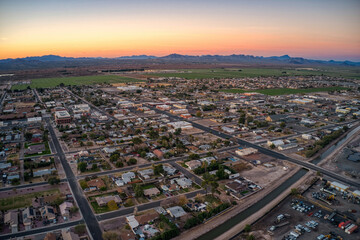 Aerial View of Sunrise over the Phoenix Suburb of Buckeye, Arizona