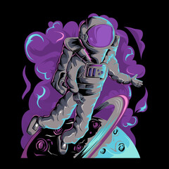astronaut with space illustration