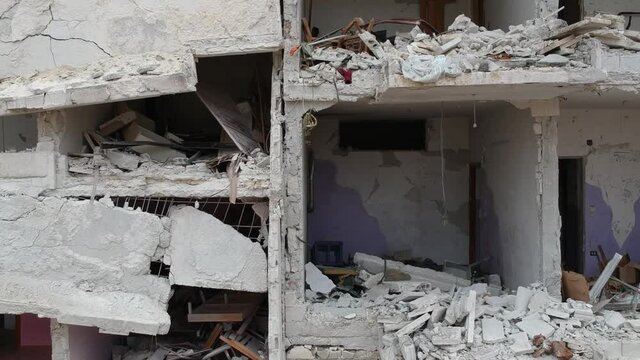 February 12, 2018 Idlib Syria - The settlement damaged by the war.