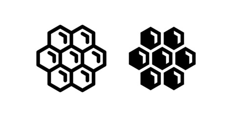 Fototapeta premium Honeycomb icon. Symbol of bees, honey and wax. Hexagonal shape. Isolated raster illustration on white background.